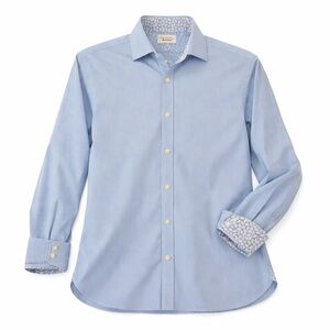 Ted Baker Endurance Blue Striped Dress Shirt 16.5 34/35 Cotton Contrast Cuff